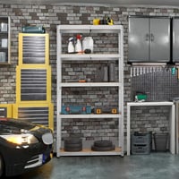 Yaheetech Kovový policový regál 180x90x30 cm, 5-policový garážový regál s MDF doskami, nosnosť 175 kg, strieborný 3