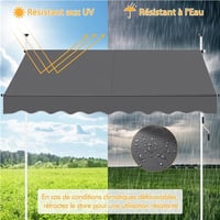 Yaheetech Ručná výsuvná balkónová markíza s kľukou, 250 x 180 cm, nastaviteľná výška 210 – 300 cm, bez vŕtania, odolná voči UV žiareniu, sivá 9