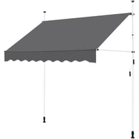 Yaheetech Ručná výsuvná balkónová markíza s kľukou, 250 x 180 cm, nastaviteľná výška 210 – 300 cm, bez vŕtania, odolná voči UV žiareniu, sivá 1