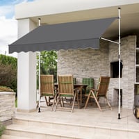 Yaheetech Ručná výsuvná balkónová markíza s kľukou, 250 x 180 cm, nastaviteľná výška 210 – 300 cm, bez vŕtania, odolná voči UV žiareniu, sivá 2