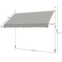 Yaheetech Manuálna markíza 300 cm, svetlosivá, na balkón a terasu, montáž bez vŕtania — poškriabané prvky (stav: pozri 2. obrázok) 7