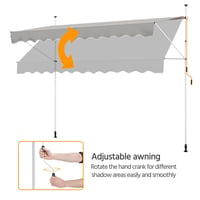 Yaheetech Manuálna markíza 300 cm, svetlosivá, na balkón a terasu, montáž bez vŕtania — poškriabané prvky (stav: pozri 2. obrázok) 12