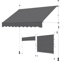 Markíza na balkón Yaheetech s kľukou, bez vŕtania, nastaviteľná výška, vodoodolná, 250 x 120 cm, tmavosivá 1
