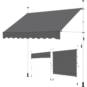 Yaheetech stezna tenda za balkon 250x120 cm, tamnosiva, s ručnim upravljanjem — oguljena boja na metalnim dijelovima (stanje: pogledajte 2. sliku)