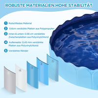 Piscină pentru câini Yaheetech 180 cm cu aspersor, piscină pliabilă antiderapantă pentru câini, grosime 0,6 cm, albastru, jucărie de apă pentru grădină pe timp de vară 7