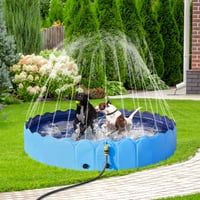 Piscină pentru câini Yaheetech 180 cm cu aspersor, piscină pliabilă antiderapantă pentru câini, grosime 0,6 cm, albastru, jucărie de apă pentru grădină pe timp de vară 2