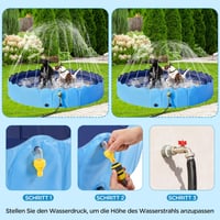 Piscină pentru câini Yaheetech 180 cm cu aspersor, piscină pliabilă antiderapantă pentru câini, grosime 0,6 cm, albastru, jucărie de apă pentru grădină pe timp de vară 6