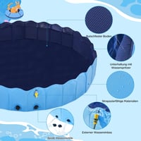 Piscină pentru câini Yaheetech 180 cm cu aspersor, piscină pliabilă antiderapantă pentru câini, grosime 0,6 cm, albastru, jucărie de apă pentru grădină pe timp de vară 5