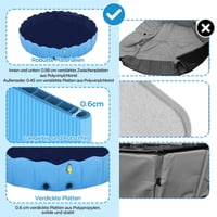 Piscină pentru câini Yaheetech 180 cm cu aspersor, piscină pliabilă antiderapantă pentru câini, grosime 0,6 cm, albastru, jucărie de apă pentru grădină pe timp de vară 4