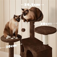 Yaheetech mačje drvo 139 cm, s 2 kućice, 3 platforme, 2 sisal kuglice, višekatna grebalica za 3-4 mačke, smeđe 6