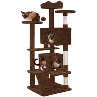 Yaheetech mačje drvo 139 cm, s 2 kućice, 3 platforme, 2 sisal kuglice, višekatna grebalica za 3-4 mačke, smeđe 1