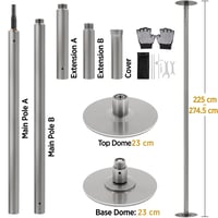 Yaheetech Pole Dance Rúd Állítható Magasság 225-274,5 cm Átmérő 45 mm Statikus és Forgó Rozsdamentes Acél Max. 200 kg Terhelés Matt Ezüst 3