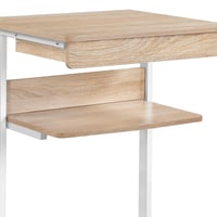 Yaheetech radni stol za računalo s policom i ladicom, drvo i čelik, 79 x 56 x 51 cm, svijetli hrast 8