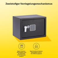 Seif electronic Yale YSV/250/DB2 cu cod PIN și cheie de urgență, 16,3 L, 25×35×25 cm, montabil pe perete și podea, sistem de închidere anti-șoc, interior capitonat cu mochetă 3