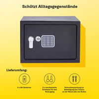 Seif electronic Yale YSV/250/DB2 cu cod PIN și cheie de urgență, 16,3 L, 25×35×25 cm, montabil pe perete și podea, sistem de închidere anti-șoc, interior capitonat cu mochetă 4