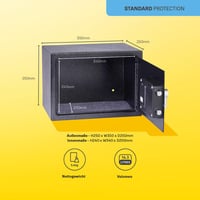 Seif electronic Yale YSV/250/DB2 cu cod PIN și cheie de urgență, 16,3 L, 25×35×25 cm, montabil pe perete și podea, sistem de închidere anti-șoc, interior capitonat cu mochetă 5