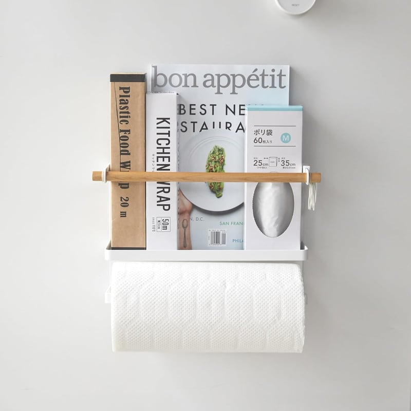 Yamazaki TOSCA Mágneses Konyhai Papírtartó és Fólia Tartó, Fehér, Minimalist Design - Einheitsgröße, White