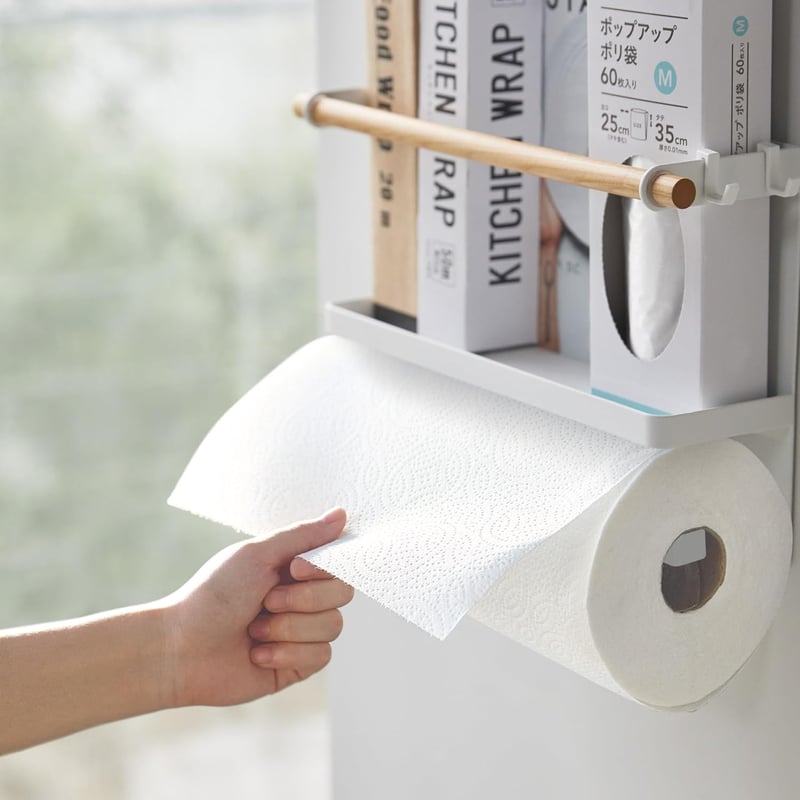 Yamazaki TOSCA Mágneses Konyhai Papírtartó és Fólia Tartó, Fehér, Minimalist Design - Einheitsgröße, White