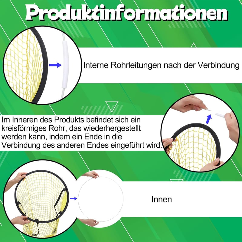 Yamitora Sárga nylon futball kapuháló 45x60 cm keretes táskával, célkapu tréning háló, labdarúgó kiegészítő