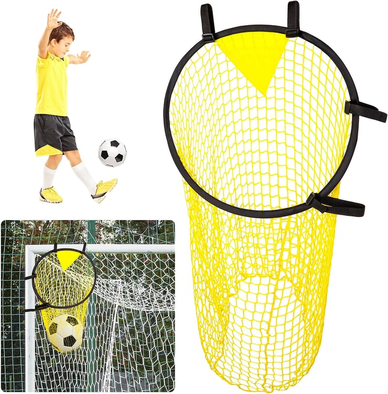 Yamitora Sárga nylon futball kapuháló 45x60 cm keretes táskával, célkapu tréning háló, labdarúgó kiegészítő
