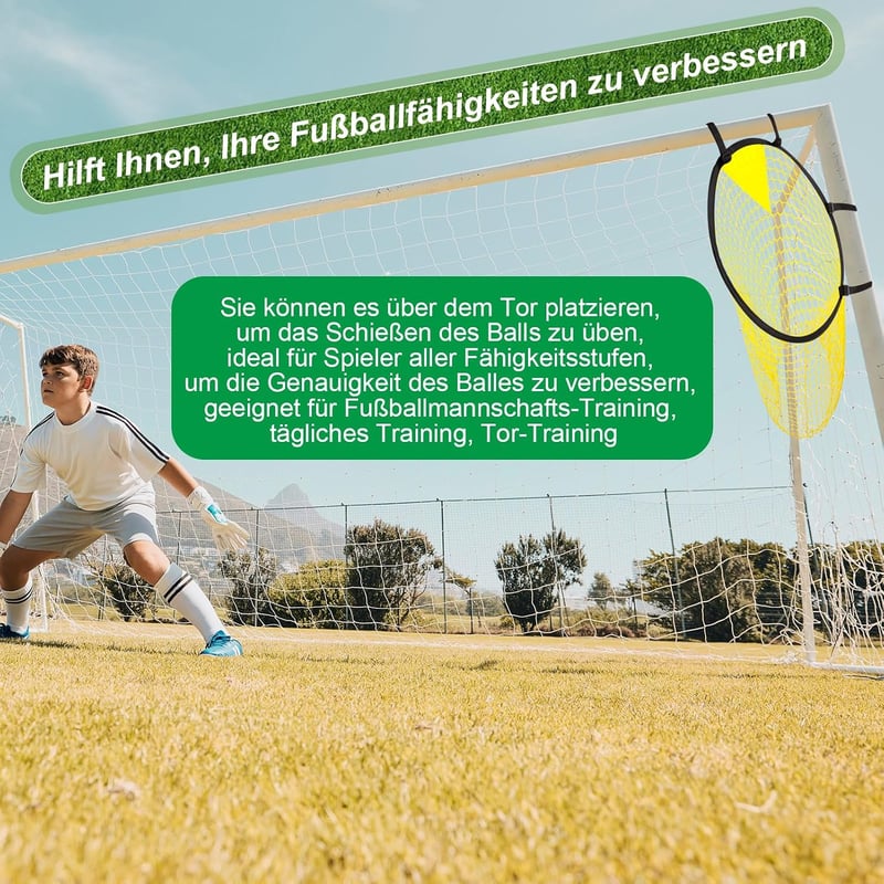 Yamitora Sárga nylon futball kapuháló 45x60 cm keretes táskával, célkapu tréning háló, labdarúgó kiegészítő