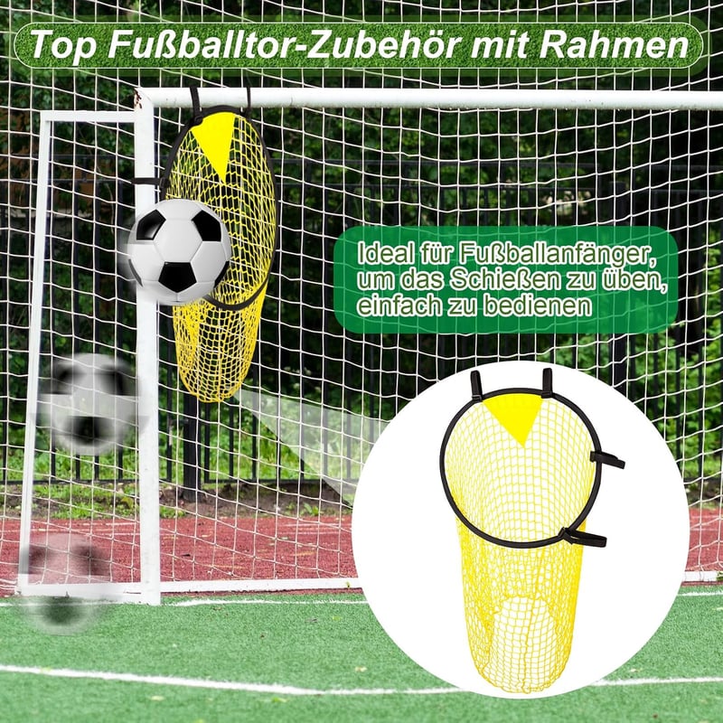 Yamitora Sárga nylon futball kapuháló 45x60 cm keretes táskával, célkapu tréning háló, labdarúgó kiegészítő