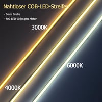 Yamlten USB 5V COB LED pásik 3 m, studená biela 6000K, 1200 LED, stmievateľný s pamäťovým spínačom, vnútorné DIY osvetlenie pre TV, monitor a nábytok, US 2