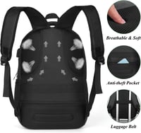 YAMTION Nagy Méretű Hátizsák 17,3 Hüvelykes Laptophoz - Unisex Iskolatáska Diákoknak, Egyetemistáknak - Fekete Notebook Táska Munkához 5