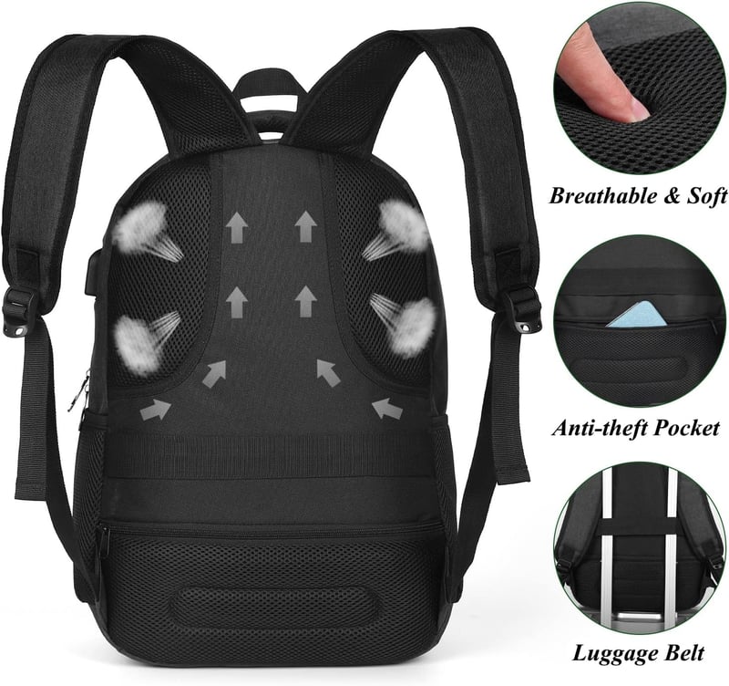 YAMTION Nagy Méretű Hátizsák 17,3 Hüvelykes Laptophoz - Unisex Iskolatáska Diákoknak, Egyetemistáknak - Fekete Notebook Táska Munkához