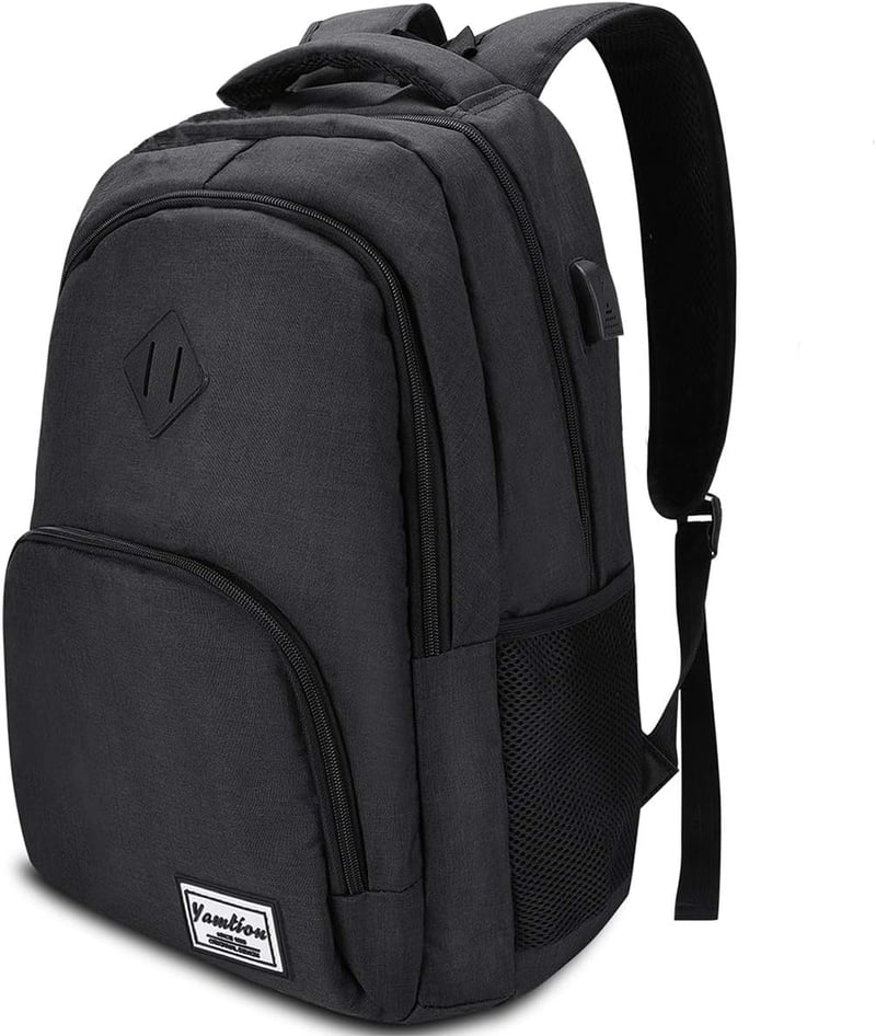 YAMTION Nagy Méretű Hátizsák 17,3 Hüvelykes Laptophoz - Unisex Iskolatáska Diákoknak, Egyetemistáknak - Fekete Notebook Táska Munkához