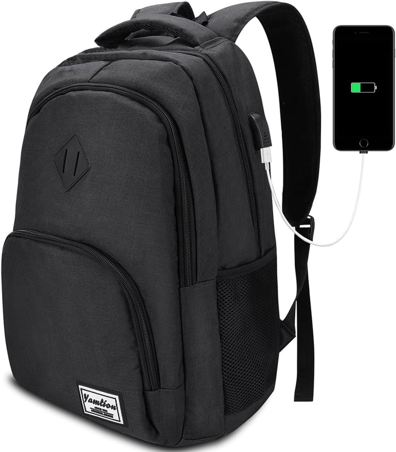 YAMTION uniszex iskolai hátizsák USB töltővel, laptoptartóval