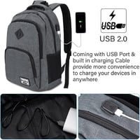 YAMTION Vízálló Laptop Hátizsák 15,6/17,3 Hüvelykes Notebookokhoz - Unisex Iskolai és Irodai Táska Sötétszürke Színben 2