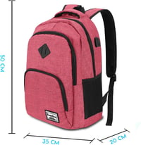 YAMTION Vízálló Laptop Hátizsák 15,6/17,3 Hüvelykes Notebookokhoz, Rózsaszín, Könnyű Utazó Iskolatáska Férfiaknak és Nőknek 6