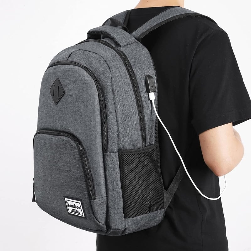 YAMTION Vízálló Laptop Hátizsák 15,6/17,3 Hüvelykes Notebookokhoz - Unisex Iskolai és Irodai Táska Sötétszürke Színben