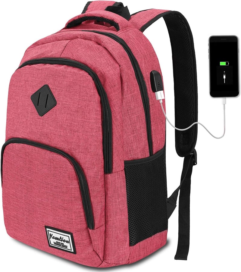 YAMTION Vízálló Laptop Hátizsák 15,6/17,3 Hüvelykes Notebookokhoz, Rózsaszín, Könnyű Utazó Iskolatáska Férfiaknak és Nőknek