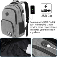 YAMTION Vízálló Laptop Hátizsák 15,6/17,3 Hüvelykes Notebookokhoz - Unisex Utazó Táska Férfiaknak és Nőknek, Szürke 2