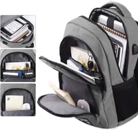 YAMTION Vízálló Laptop Hátizsák 15,6/17,3 Hüvelykes Notebookokhoz - Unisex Utazó Táska Férfiaknak és Nőknek, Szürke 3
