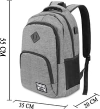 YAMTION Vízálló Laptop Hátizsák 15,6/17,3 Hüvelykes Notebookokhoz - Unisex Utazó Táska Férfiaknak és Nőknek, Szürke 6