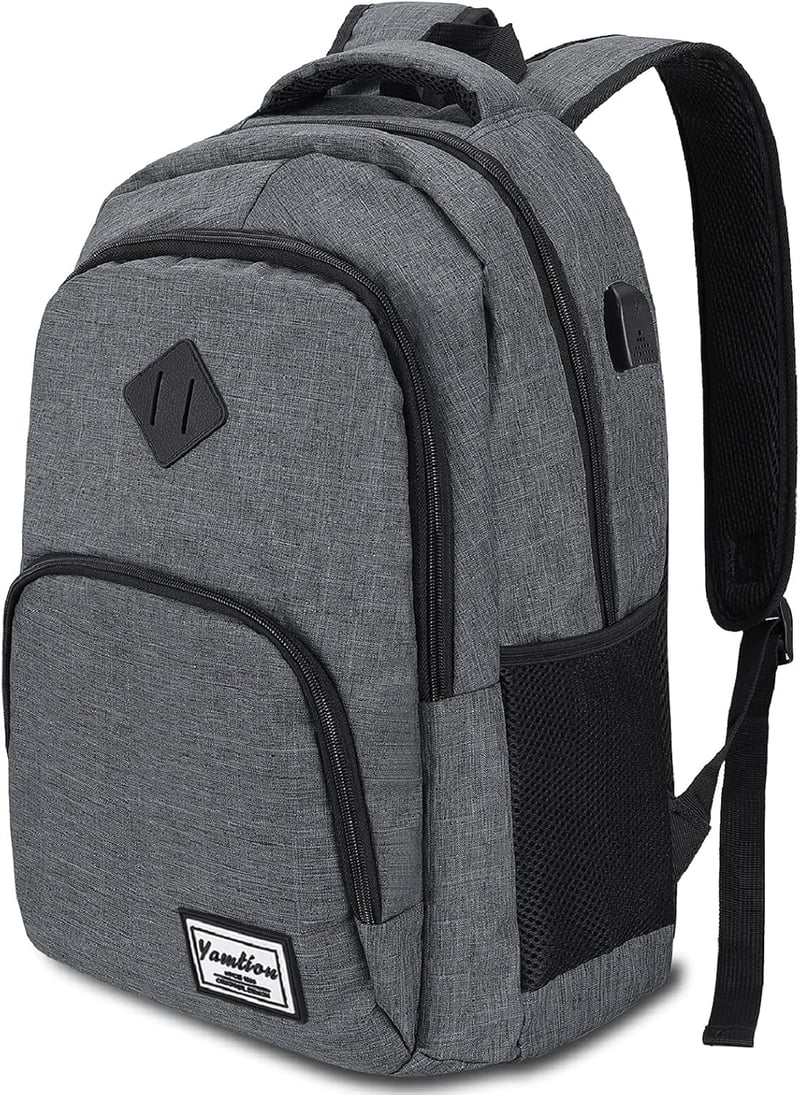 YAMTION Vízálló Laptop Hátizsák 15,6/17,3 Hüvelykes Notebookokhoz - Unisex Iskolai és Irodai Táska Sötétszürke Színben