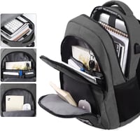 YAMTION Vízálló Laptop Hátizsák 15,6/17,3 Hüvelykes Notebookokhoz - Unisex Iskolai és Irodai Táska Sötétszürke Színben 3