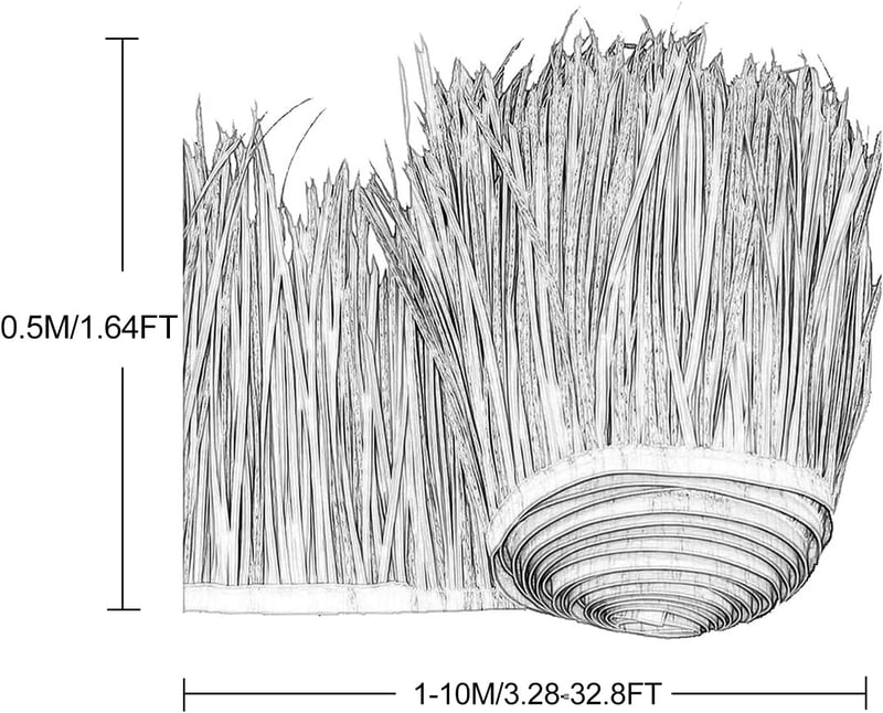 YANGUANG Műpálma Tetőfedő Szalma Tekercs 0,5x10m - Tűzálló, UV-Álló Műnád Burkolat Tiki Bárhoz, Kerti Pavilonhoz, Medencéhez, Hawaii Stílus