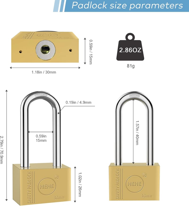 YANKUIRUI 30mm Sárgaréz Lakat Erősített Biztonsági Zár Ajtóhoz és Szekrényhez - Langstrahl (30mm)
