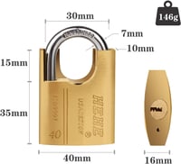 YANKUIRUI Sárgaréz lakat 40 mm biztonsági lakat 3 kulccsal négyzet alakú megerősített lakat ajtóra és szekrényre 3