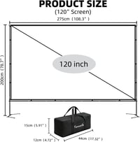 Yanuoda 120-palcové prenosné premietacie plátno so stojanom 266x149 cm 16:9 HD 4K vonkajšie plátno na projektor pre domáce kino, kempovanie a večierky 4