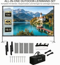 Yanuoda 120-palcové prenosné premietacie plátno so stojanom 266x149 cm 16:9 HD 4K vonkajšie plátno na projektor pre domáce kino, kempovanie a večierky 3