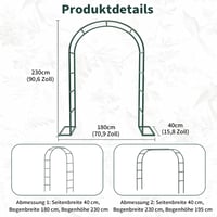 Arcadă metalică pentru trandafiri YAOBLUESEA, suport de grădină cu bază detașabilă, spalier pentru plante cățărătoare, 230x180x38 cm, pentru nunți și zile de naștere 2