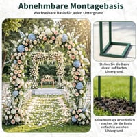 Arcadă metalică pentru trandafiri YAOBLUESEA, suport de grădină cu bază detașabilă, spalier pentru plante cățărătoare, 230x180x38 cm, pentru nunți și zile de naștere 3