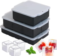 Yapwiki Szilikon Jégkocka Készítő Szett Fedéllel - 3 db BPA-mentes, Egymásba Rakható Jégkocka Forma 5 cm és 3,3 cm Méretben Vízhez, Whiskyhe 1