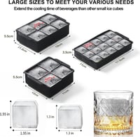Yapwiki Szilikon Jégkocka Készítő Szett Fedéllel - 3 db BPA-mentes, Egymásba Rakható Jégkocka Forma 5 cm és 3,3 cm Méretben Vízhez, Whiskyhe 4