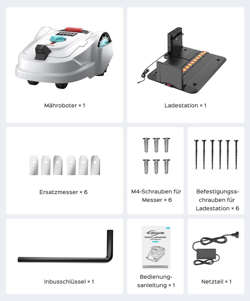 YARDCARE M800Plus robotfűnyíró GPS + 3D kamerával, 800 m², kábel nélkül
